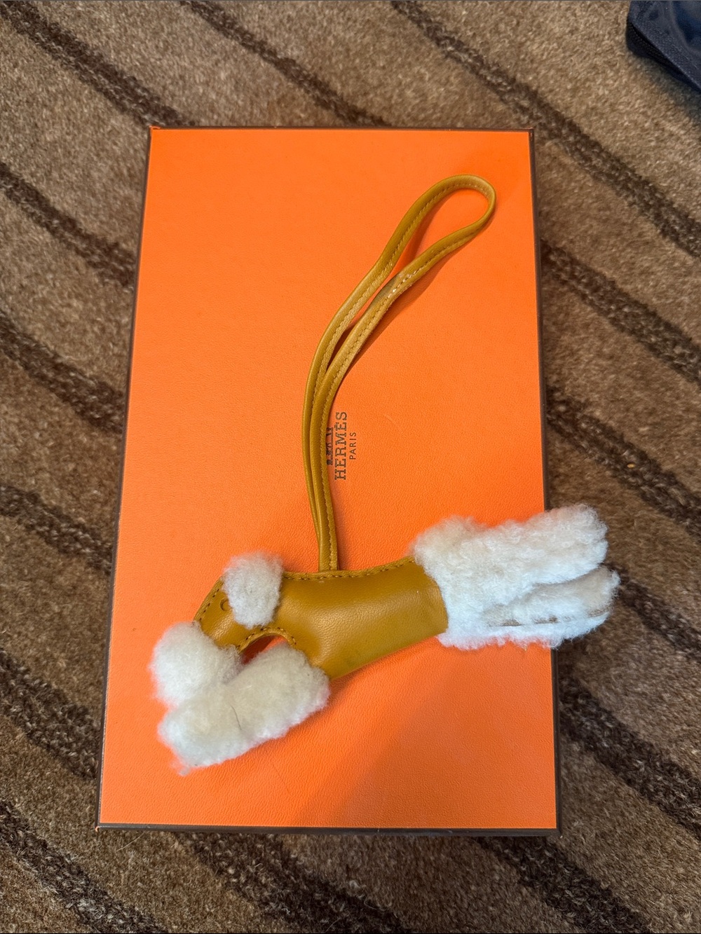 Hermes Yellow Leather and White Shearling Charm